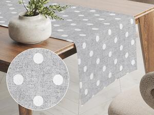 Biante Dekoračný behúň na stôl Porto PRT-018 Biele bodky na sivom režnom 35x160 cm