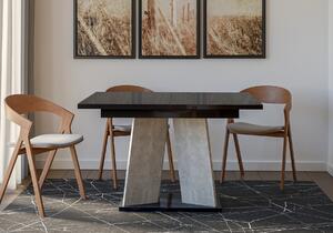 Jedálenský stôl Mulnu (lesk čierny + kameň) (pre 4 až 6 osôb). Vlastná spoľahlivá doprava až k Vám domov. 1055224