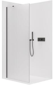 CERANO - Sprchová zástena Walk-in Onyx YL/P - 8 mm - guľatá vzpera - čierna matná, mliečne sklo - 30x200 cm