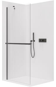 CERANO - Sprchová zástena Walk-in Onyx YL/P - 10 mm + polička / držiak - čierna matná, transparentné sklo - 100x200 cm