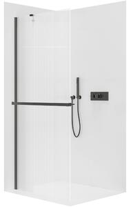 CERANO - Sprchová zástena Walk-in Onyx YL/P - 8 mm + polička/držiak na uteráky - čierna matná, ryhované sklo - 50x200 cm