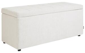 Taburet krémová biela 100 x 42 x 40 cm polyester čalúnená taburetka úložný priestor obývacia izba moderný štýl