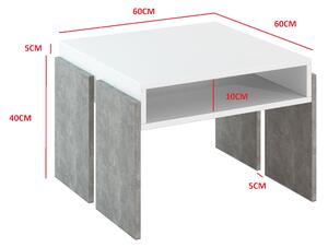 Konferenčný stolík Ramea (biela + kameň). Vlastná spoľahlivá doprava až k Vám domov. 1055243