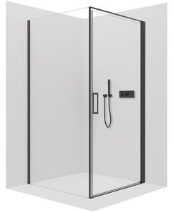CERANO - Sprchovací kút Porte Ľ/P - 8 mm - čierna matná, transparentné sklo - 100x100 cm - krídlový