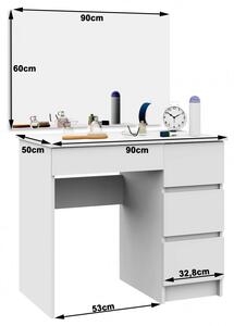 ArtAko Toaletný stolík so zrkadlom Clips T-6 / 90x60 | biela matná
