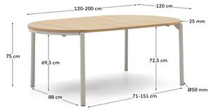 MUZZA Rozkladací jedálenský stôl tuiri Ø 120 (200) cm prírodný/biely