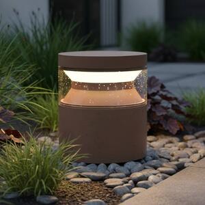 Ideal Lux LED podlahová lampa Boeing, kávovo hnedá, výška 15 cm, Hnedá / hrdzavá, kov, Vonkajčie stĺpové osvetlenie