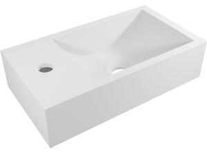CERANO - Umývadlo z liateho mramoru Teo, závesné ľavé - biela matná - 40x22 cm