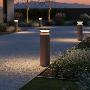 Ideal Lux LED podlahová lampa Boeing, kávovo hnedá, výška 40 cm, Hnedá / hrdzavá, kov, Vonkajčie stĺpové osvetlenie