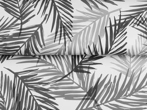 PVC obrus Sivo-čierne palmové listy PV-077 - metráž š. 140 cm