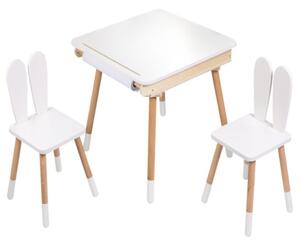 Detský rastúci set BUNNY, stolík a 2 stoličky, biela/hnedá ELIS design