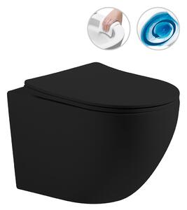 CERANO - Závesná WC misa Cesso, Vortex + UF sedátko - čierna matná - 49x36 cm