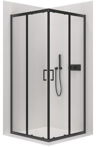 NIORO - Sprchovací kút Fabrizio L/P + FastInstall - čierna matná, transparentné sklo - 80x80 cm - posuvný