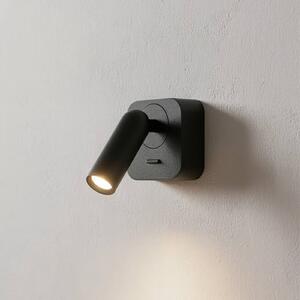 Ideal Lux LED nástenné svietidlo Bean, čierne, šírka 7 cm, kov, Čierna, Obývacia izba / jedáleň, kov, Moderný, Nástenné bodové svietidlo