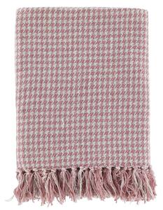 Bielo-malinový priadzový pléd so vzorom a strapcami Aix Hod - 130*150 cm - Chic Antique