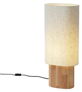Japandi stojacia lampa drevená s ľanovým tienidlom 70 cm - Lamel