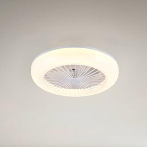 LED ventilátor Mora, DC, tichý, Ø 45 cm, diaľkové ovládanie, Biela / opálová, Obývacia izba / jedáleň, Plast, Moderný, Závesné svietidlo
