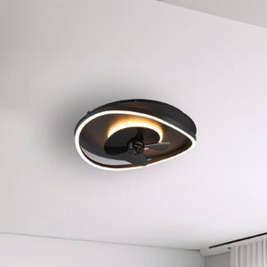 LED ventilátor Sortland, DC, tichý, 50 cm, diaľkové ovládanie, Čierna, Obývacia izba / jedáleň, kov, Moderný, Závesné svietidlo