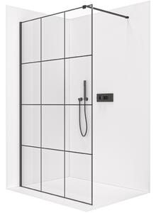 CERANO - Sprchová zástena Walk-in Onyx Cube Ľ/P - 8 mm - hranatá vzpera - čierna matná, industriálne sklo - 90x200 cm