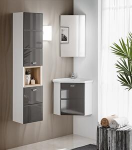 ArtCom Kúpeľňová zostava FINKA Grey FINKA: Vysoká skrinka 800 | (VxŠxH) 140 x 30 x 35 cm