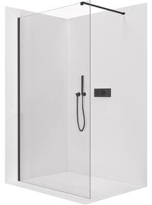 CERANO - Sprchová zástena Walk-in Onyx Cube Ľ/P - 8 mm - hranatá vzpera - čierna matná, transparentné sklo - 40x200 cm