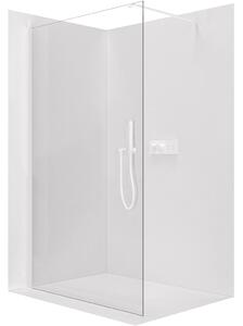 CERANO - Sprchová zástena Walk-in Onyx Cube Ľ/P - 8 mm - hranatá vzpera - biela matná, transparentné sklo - 30x200 cm
