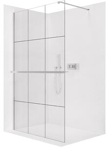 CERANO - Sprchová zástena Walk-in Onyx Cube Ľ/P - 8 mm + polička/držiak na uteráky - hranatá vzpera - chróm, industriálne sklo - 90x200 cm