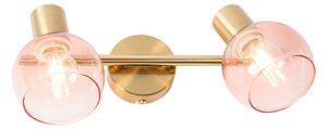 Art Deco bodové zlato s ružovým sklom 2 svetlá - Vidro
