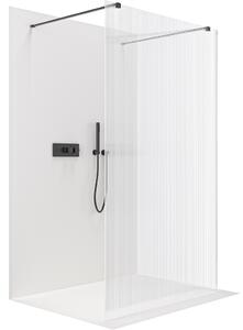 CERANO - Sprchová zástena Walk-in Onyx Duo Ľ/P - 8 mm - hranatá vzpera - čierna matná, ryhované sklo - 50x200 cm
