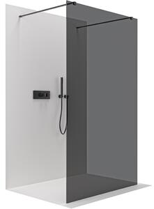 CERANO - Sprchová zástena Walk-in Onyx Duo Ľ/P - 10 mm - hranatá vzpera - čierna matná, grafitové sklo - 140x200 cm