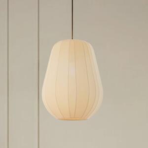 Závesné svietidlo Lindby Helin, béžová farba, Ø 30 cm, látka, Krémová / jantárovo žltá, Obývacia izba / jedáleň, Textil / látka / hodváb, Moderný, Závesné svietidlo