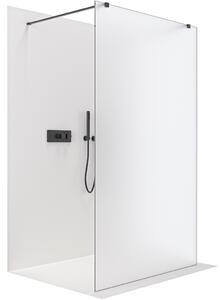 CERANO - Sprchová zástena Walk-in Onyx Duo Ľ/P - 8 mm - hranatá vzpera - čierna matná, mliečne sklo - 50x200 cm
