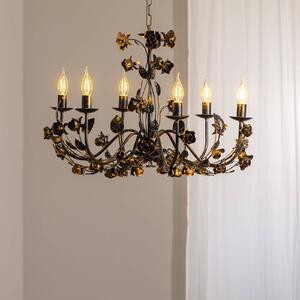 Luster Carolina, bronzová farba, 6 svetiel, železo, Hnedá / staromosadz, Obývacia izba / jedáleň, kov, Florentský, Luster
