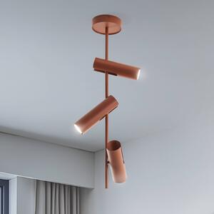 Stropné bodové svetlá Leda 3, tehlovo červené, 3-pl., oceľ, výška 76 cm, Červená, Obývacia izba / jedáleň, kov, Moderný, Stropné svetlo