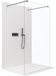 CERANO - Sprchová zástena Walk-in Onyx Duo Ľ/P - 8 mm - hranatá vzpera - čierna matná, transparentné sklo - 80x200 cm