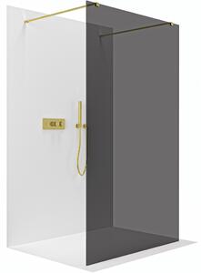 CERANO - Sprchová zástena Walk-in Onyx Duo Ľ/P - 8 mm - hranatá vzpera - zlatá kartáčovaná, grafitové sklo - 50x200 cm
