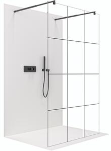 CERANO - Sprchová zástena Walk-in Onyx Duo Ľ/P - 8 mm - guľatá vzpera - čierna matná, industriálne sklo - 90x200 cm