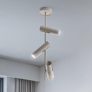 Stropné bodové svetlá Leda 3, taupe, 3-pl., oceľ, GU10, výška 76 cm, Krémová / jantárovo žltá, Obývacia izba / jedáleň, kov, Moderný, Stropné svetlo