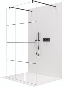 CERANO - Sprchová zástena Walk-in Onyx Duo Ľ/P - 8 mm - guľatá vzpera - čierna matná, industriálne sklo - 110x200 cm