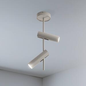 Stropné bodové svetlá Leda 2, taupe, 2-pl., oceľ, GU10, výška 55 cm, Krémová / jantárovo žltá, Obývacia izba / jedáleň, kov, Moderný, Stropné svetlo