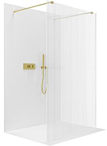 CERANO - Sprchová zástena Walk-in Onyx Duo Ľ/P - 8 mm - hranatá vzpera - zlatá kartáčovaná, ryhované sklo - 50x200 cm
