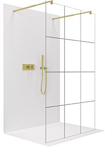 CERANO - Sprchová zástena Walk-in Onyx Duo Ľ/P - 8 mm - guľatá vzpera - zlatá kartáčovaná, industriálne sklo - 90x200 cm