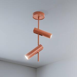 Stropné bodové svetlá Leda 2, tehlovo červené, 2-pl., výška 55 cm, Červená, Obývacia izba / jedáleň, kov, Moderný, Stropné svetlo