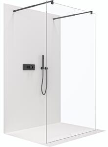 CERANO - Sprchová zástena Walk-in Onyx Duo Ľ/P - 8 mm - guľatá vzpera - čierna matná, transparentné sklo - 80x200 cm