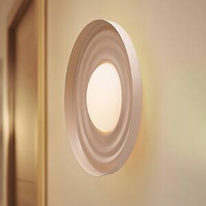 Lindby LED nástenné svetlo Waves, béžové, Ø 43 cm, kov, Krémová / jantárovo žltá, Obývacia izba / jedáleň, kov, Moderný, Nástenné svietidlo