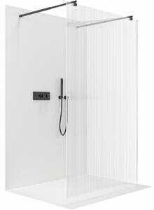 CERANO - Sprchová zástena Walk-in Onyx Duo Ľ/P - 8 mm - guľatá vzpera - čierna matná, ryhované sklo - 50x200 cm