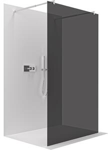 CERANO - Sprchová zástena Walk-in Onyx Duo Ľ/P - 8 mm - guľatá vzpera - chróm, grafitové sklo - 90x200 cm