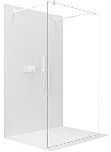 CERANO - Sprchová zástena Walk-in Onyx Duo Ľ/P - 8 mm - guľatá vzpera - biela matná, transparentné sklo - 50x200 cm