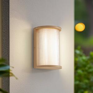 Lindby LED vonkajšie nástenné svietidlo Calvik, béžové, rýhované, IP44, Krémová / jantárovo žltá, Nehrdzavejúca oceľ, Moderný, Nástenné svietidlo