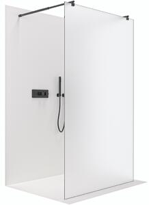 CERANO - Sprchová zástena Walk-in Onyx Duo Ľ/P - 8 mm - guľatá vzpera - čierna matná, mliečne sklo - 50x200 cm